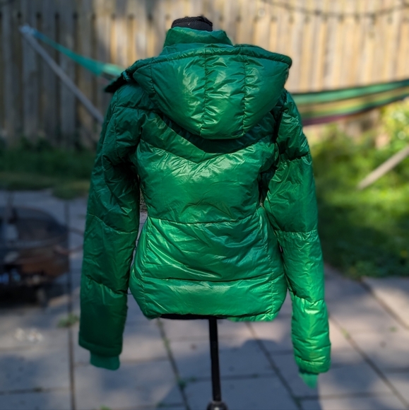 WOMEN'S VINTAGE J CREW PUFFER GREEN SIZE MEDIUM - Picture 6 of 13